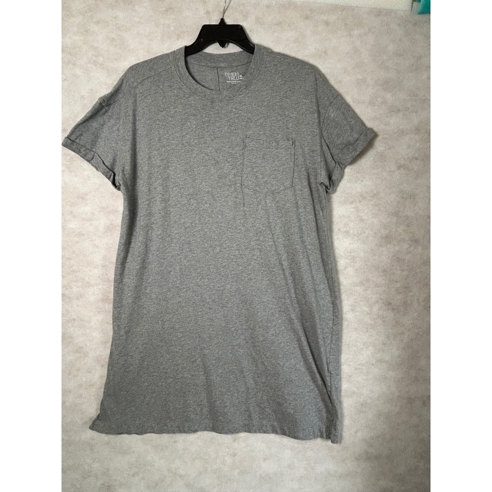 Time and Tru Womens Grey Cotton Short Sleeve‎ Pocket T-Shirt Dress XL 16-18